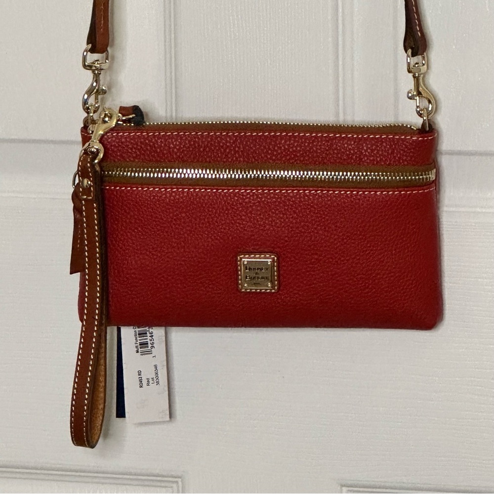 Dooney & Bourke Pebble Leather East/West Convertible Wristlet Crossbody Red NWT - Picture 8 of 13